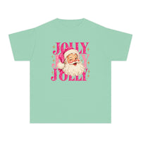Youth Pink Jolly Santa Comfort Colors Tee