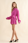 Accordian Pleat Blouse Short Set