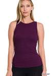 SOFT RIBBED TIGHT CREW NECK TANK TOP