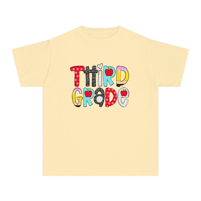 YOUTH Third Grade School Font Comfort Colors Tee