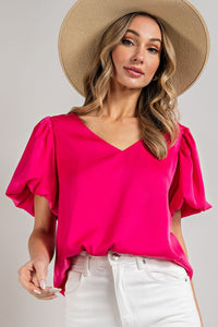 V-Neck Puff Sleeve Top