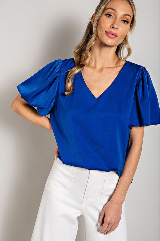 V-Neck Puff Sleeve Top