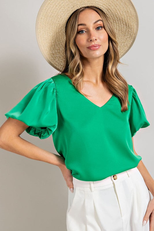 V-Neck Puff Sleeve Top