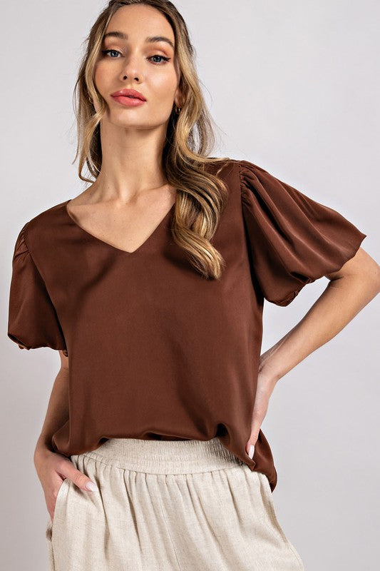 V-Neck Puff Sleeve Top