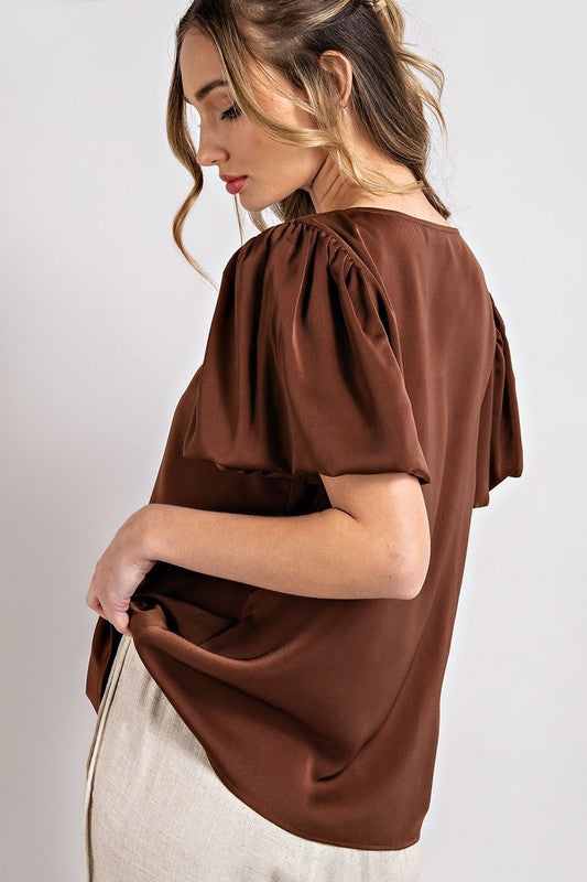V-Neck Puff Sleeve Top