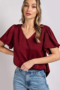 V-Neck Puff Sleeve Top