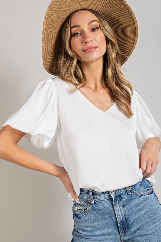 V-Neck Puff Sleeve Top