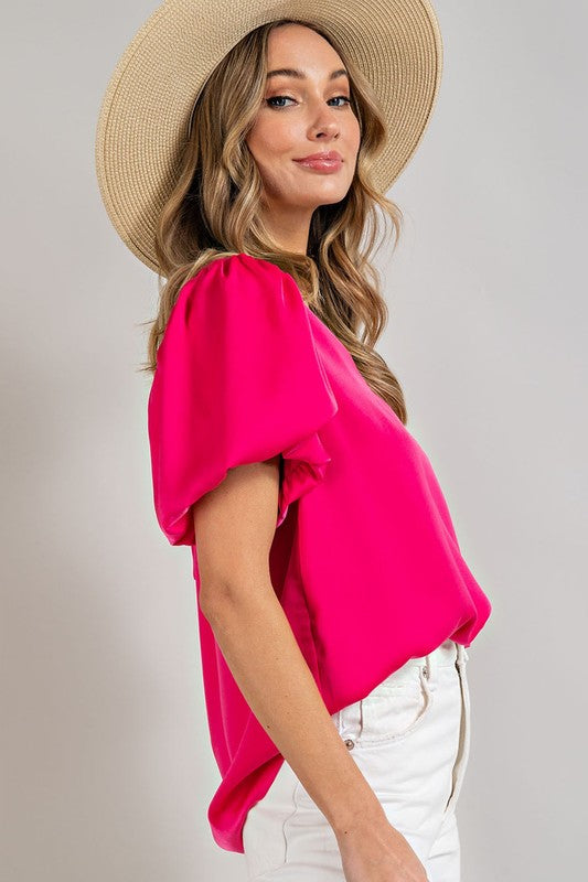 V-Neck Puff Sleeve Top