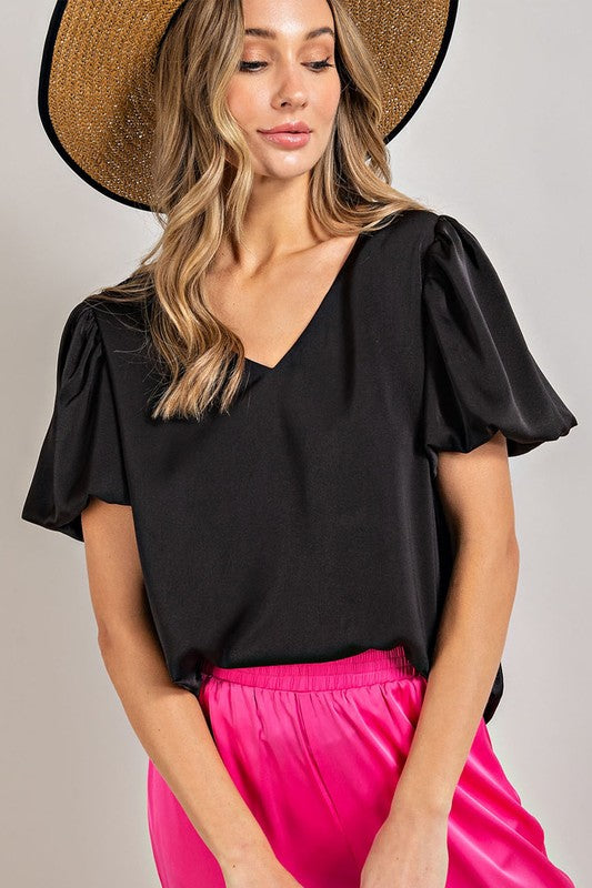 V-Neck Puff Sleeve Top