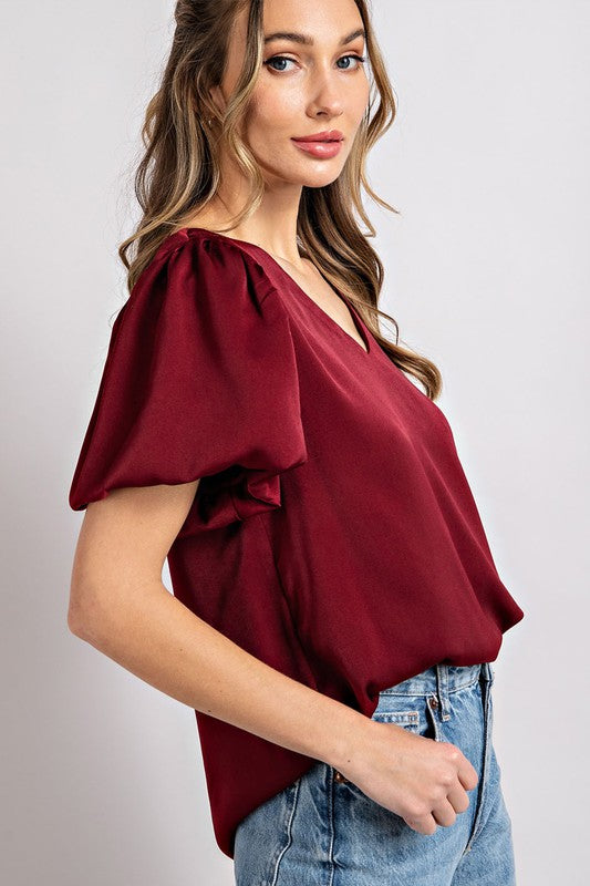 V-Neck Puff Sleeve Top