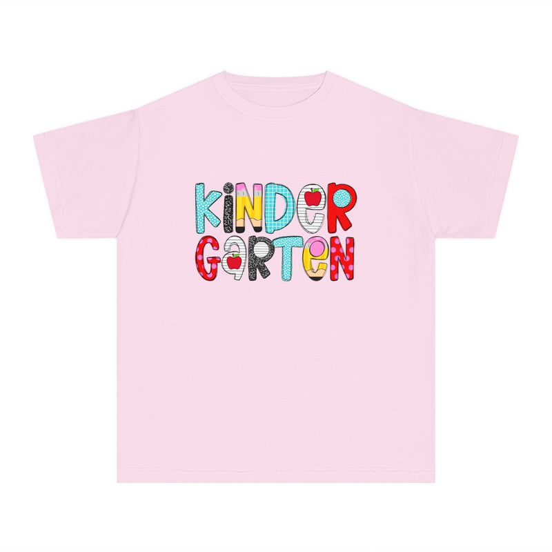 YOUTH Kindergarten School Font Comfort Colors Tee