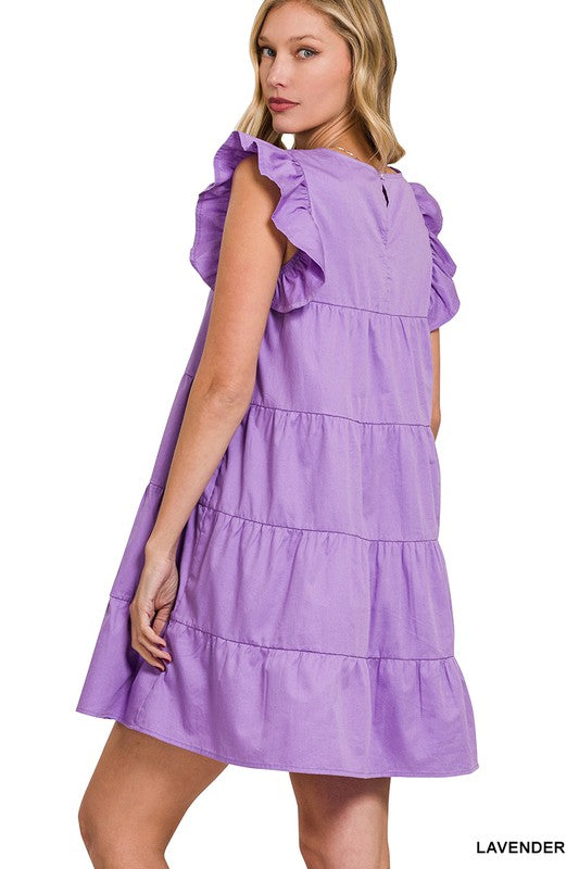 Ruffled Cap Sleeve Babydoll Mini Dress