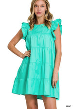 Ruffled Cap Sleeve Babydoll Mini Dress