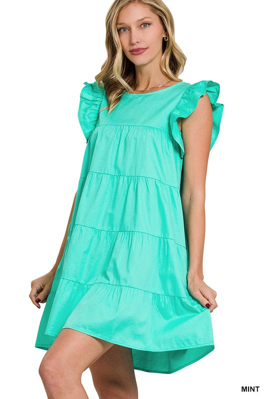 Ruffled Cap Sleeve Babydoll Mini Dress