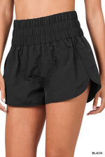 Windbreaker Smocked Waistand Shorts with Built In Briefs