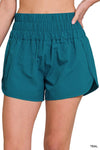 Windbreaker Smocked Waistand Shorts with Built In Briefs