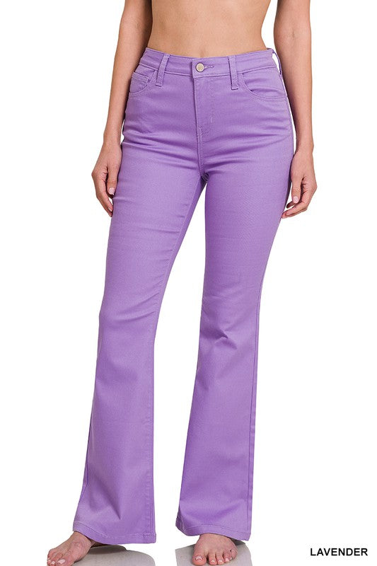HIGH-RISE BOOTCUT COLOR DENIM PANTS