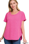 Side Slit Top in Fuchsia Pink