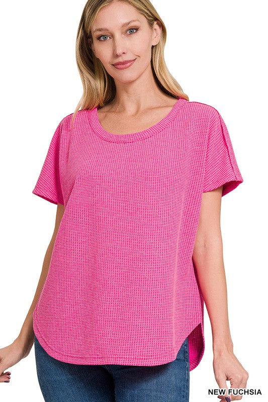 Side Slit Top in Fuchsia Pink