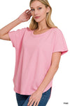 Side Slit Top in Fuchsia Pink