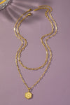 Double Chain Pendant Initial Necklace