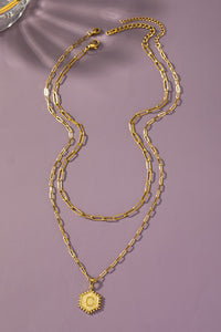 Double Chain Pendant Initial Necklace