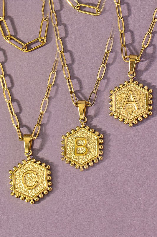 Double Chain Pendant Initial Necklace