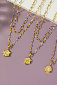 Double Chain Pendant Initial Necklace