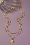 Double Chain Pendant Initial Necklace