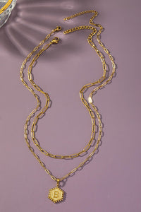 Double Chain Pendant Initial Necklace
