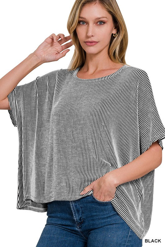 Ribbed Short Sleeve Top