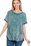 Washed Waffle Short Sleeve Top