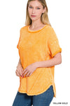 Washed Waffle Short Sleeve Top