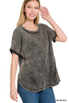 Washed Waffle Short Sleeve Top