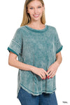 Washed Waffle Short Sleeve Top
