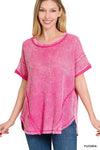 Washed Waffle Short Sleeve Top