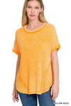Washed Waffle Short Sleeve Top