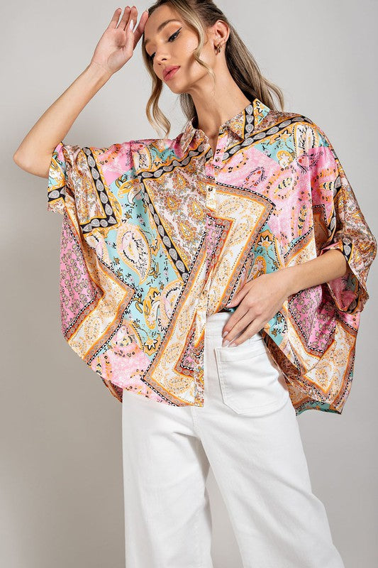 Printed Half  Sleeve Blouse Top