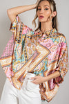 Printed Half  Sleeve Blouse Top