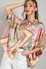 Printed Half  Sleeve Blouse Top