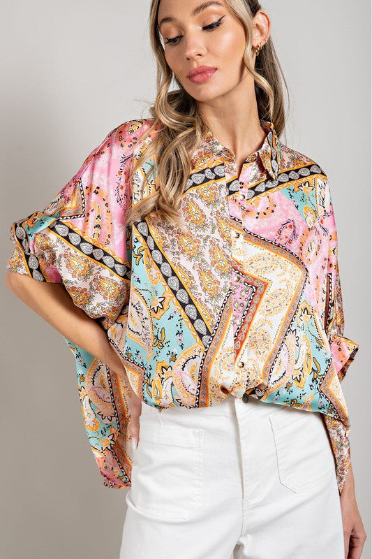 Printed Half  Sleeve Blouse Top