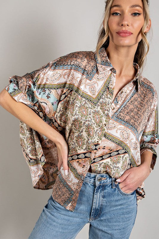Printed Half  Sleeve Blouse Top