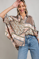 Printed Half  Sleeve Blouse Top