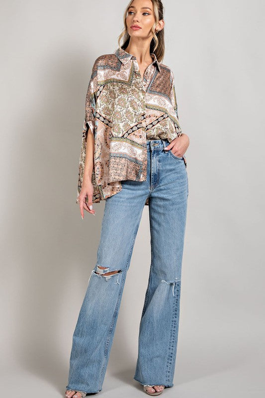 Printed Half  Sleeve Blouse Top