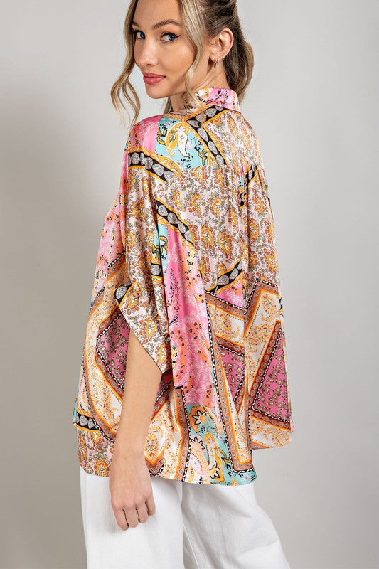 Printed Half  Sleeve Blouse Top