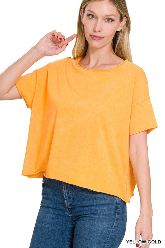 yellow crop top short sleeve