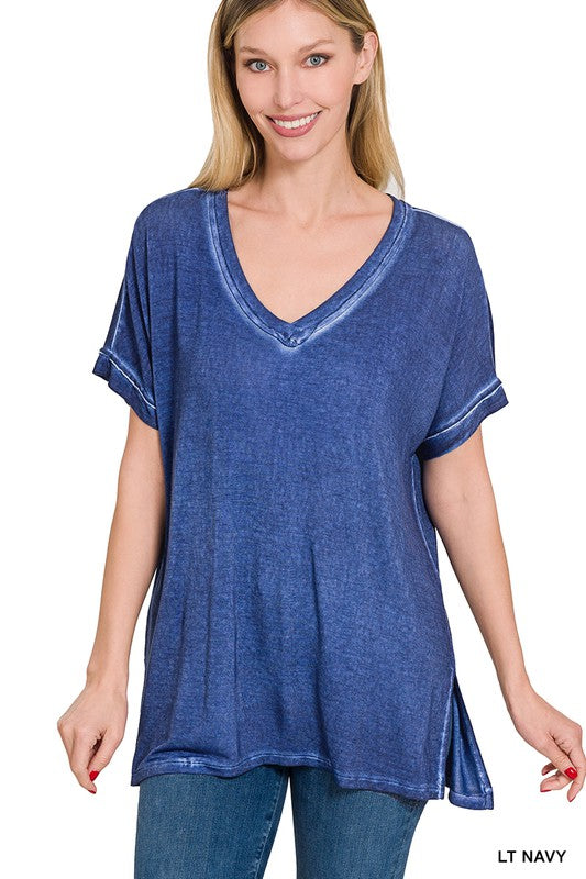 Vintage Washed Short Sleeve V-Neck Tee