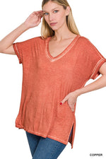 Vintage Washed Short Sleeve V-Neck Tee