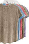 French Terry Acid Wash Short Sleeve Pullover