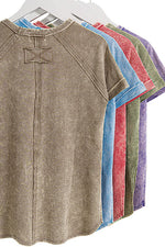 French Terry Acid Wash Short Sleeve Pullover